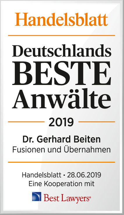 Als Bester Anwalt Deutschlands empfohlen durch Handelsblatt und Best Lawyer 2019