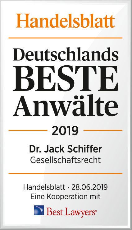 Als Bester Anwalt Deutschlands empfohlen durch Handelsblatt und Best Lawyer 2019