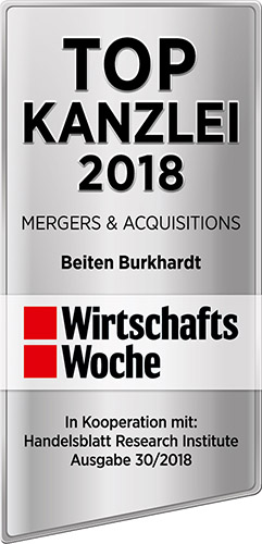 Top Kanzlei für Mergers&Acqusitions, WiWo 2018