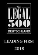 Leading Firm, Legal 500 Deutschland 2018